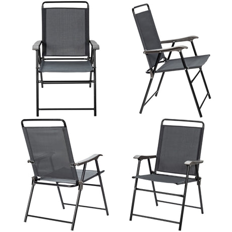 4 Pieces Folding Chairs with Ergonomic Backrest for Outdoor