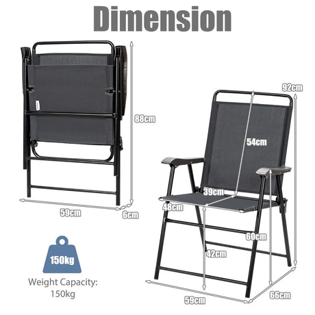 4 Pieces Folding Chairs with Ergonomic Backrest for Outdoor