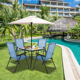 Set of 4 Folding Garden Chairs in Breathable Textilene Camping Chairs with Safety Lock and High Backrest Blue