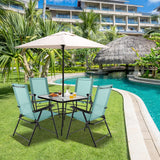 Set of 4 Folding Garden Chairs in Breathable Textilene Camping Chairs with Safety Lock and High Backrest Green