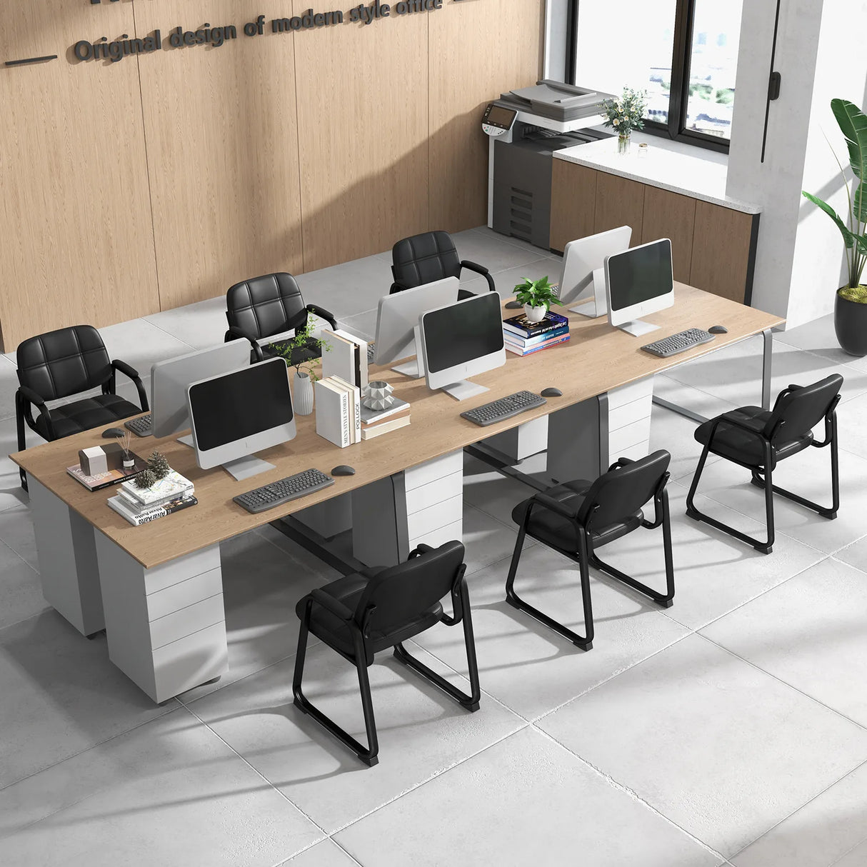 Set of 4 Reception Guest Chair with Padded Armrests-Black
