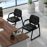 Set of 4 Reception Guest Chair with Padded Armrests-Black