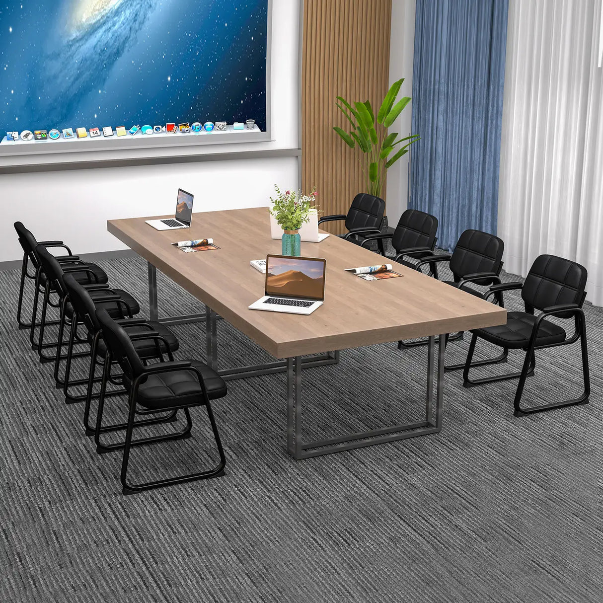 Set of 4 Reception Guest Chair with Padded Armrests-Black