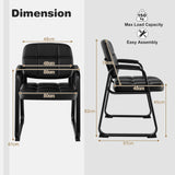 Set of 4 Reception Guest Chair with Padded Armrests-Black