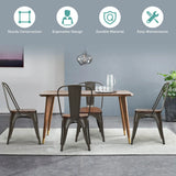 18 Inch Height Set of 4 Stackable Style Metal Wood Dining Chair-Dark Green