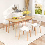 Set of 4 Windsor Dining Chairs with Spindle Backs and Curved Seats-White