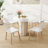 Set of 4 Windsor Dining Chairs with Spindle Backs and Curved Seats-White