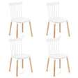 Set of 4 Windsor Dining Chairs with Spindle Backs and Curved Seats-White