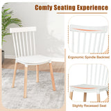 Set of 4 Windsor Dining Chairs with Spindle Backs and Curved Seats-White