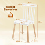 Set of 4 Windsor Dining Chairs with Spindle Backs and Curved Seats-White