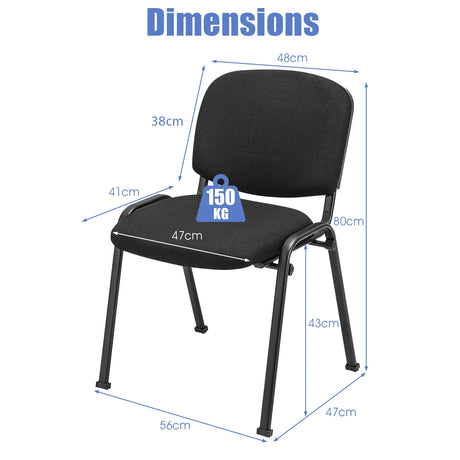 Office Chair with Metal Frame and Padded Cushions for Conference Room-Set of 5