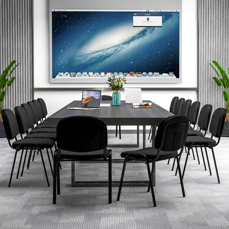 Set of 5 Stackable Reception Guest Chairs with Waterfall Seat and Metal Frame-Black
