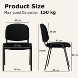 Set of 5 Stackable Reception Guest Chairs with Waterfall Seat and Metal Frame-Black