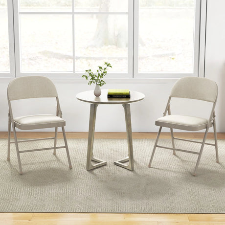 Set of 6 Folding Fabric Padded Chairs&nbsp;with Sponge Seat&nbsp;and Backrest-Beige