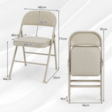 Set of 6 Folding Fabric Padded Chairs&nbsp;with Sponge Seat&nbsp;and Backrest-Beige