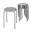 6-Pack Stackable Multifunctional Daisy Design Backless Round Metal Stool Set-Grey