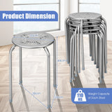 6-Pack Stackable Multifunctional Daisy Design Backless Round Metal Stool Set-Grey