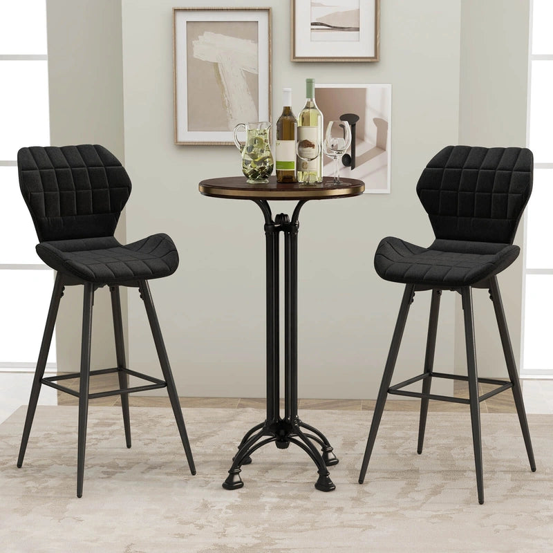 Set of 2 bar stools with backrest &amp; footrest Padded bar chairs Modern dining chair