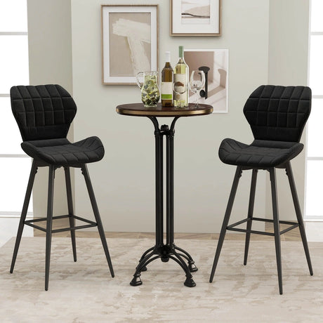 Set of 2 bar stools with backrest &amp; footrest Padded bar chairs Modern dining chair