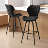 Set of 2 bar stools with backrest &amp; footrest Padded bar chairs Modern dining chair