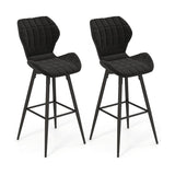 Set of 2 bar stools with backrest &amp; footrest Padded bar chairs Modern dining chair
