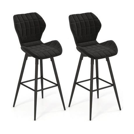Set of 2 bar stools with backrest &amp; footrest Padded bar chairs Modern dining chair