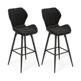 Set of 2 bar stools with backrest &amp; footrest Padded bar chairs Modern dining chair