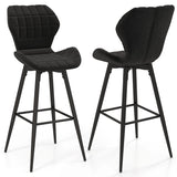 Set of 2 bar stools with backrest &amp; footrest Padded bar chairs Modern dining chair