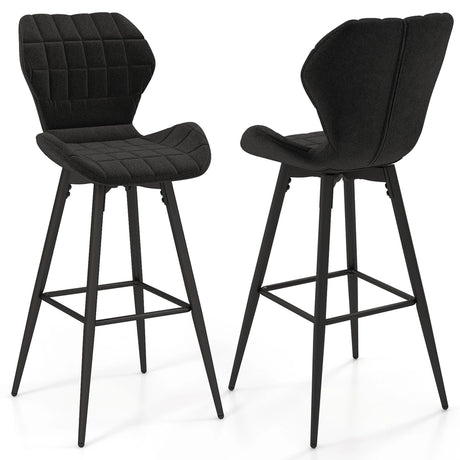 Set of 2 bar stools with backrest &amp; footrest Padded bar chairs Modern dining chair