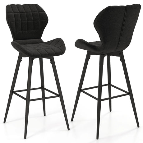 Set of 2 bar stools with backrest &amp; footrest Padded bar chairs Modern dining chair