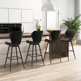 Set of 2 bar stools with backrest &amp; footrest Padded bar chairs Modern dining chair
