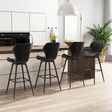 Set of 2 bar stools with backrest &amp; footrest Padded bar chairs Modern dining chair