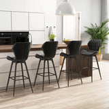 Set of 2 bar stools with backrest &amp; footrest Padded bar chairs Modern dining chair