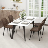 Dining Chairs Set of 2 with Padded Back, Metal Legs and Adjustable Foot Pads-Brown