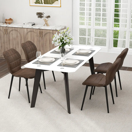 Dining Chairs Set of 2 with Padded Back, Metal Legs and Adjustable Foot Pads-Brown