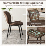 Dining Chairs Set of 2 with Padded Back, Metal Legs and Adjustable Foot Pads-Brown