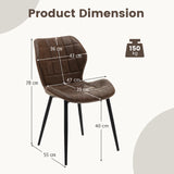 Dining Chairs Set of 2 with Padded Back, Metal Legs and Adjustable Foot Pads-Brown