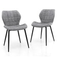 Dining Chairs Set of 2 with Padded Back, Metal Legs and Adjustable Foot Pads-Gray