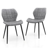 Dining Chairs Set of 2 with Padded Back, Metal Legs and Adjustable Foot Pads-Gray