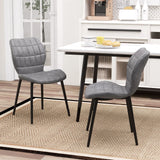 Dining Chairs Set of 2 with Padded Back, Metal Legs and Adjustable Foot Pads-Gray