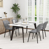 Dining Chairs Set of 2 with Padded Back, Metal Legs and Adjustable Foot Pads-Gray