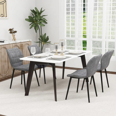 Dining Chairs Set of 2 with Padded Back, Metal Legs and Adjustable Foot Pads-Gray