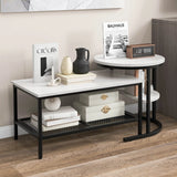 Set of 2 Nesting Coffee Table with Extra Storage Shelf for Living Room-Black
