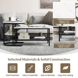 Set of 2 Nesting Coffee Table with Extra Storage Shelf for Living Room-Black