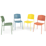 Set of 4 Dining Chair Stackable Armless Chairs with Backrest-Multicolor-4 Pack