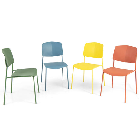 Set of 4 Dining Chair Stackable Armless Chairs with Backrest-Multicolor-4 Pack