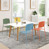 Set of 4 Dining Chair Stackable Armless Chairs with Backrest-Multicolor-4 Pack