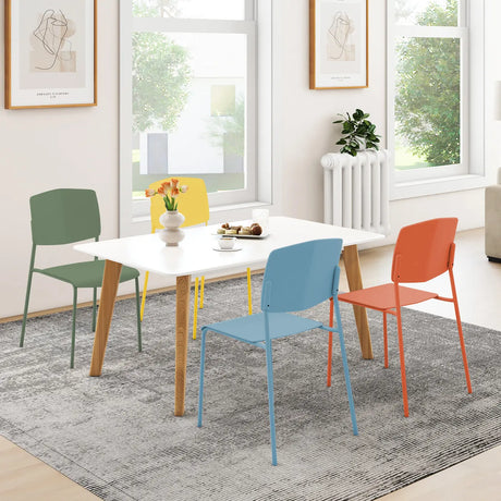 Set of 4 Dining Chair Stackable Armless Chairs with Backrest-Multicolor-4 Pack