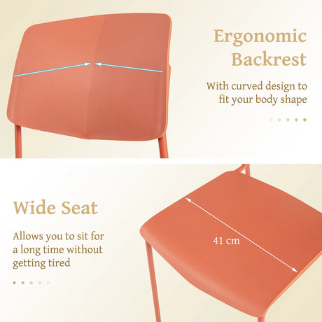 Set of 4 Dining Chair Stackable Armless Chairs with Backrest-Multicolor-4 Pack