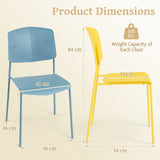 Set of 4 Dining Chair Stackable Armless Chairs with Backrest-Multicolor-4 Pack